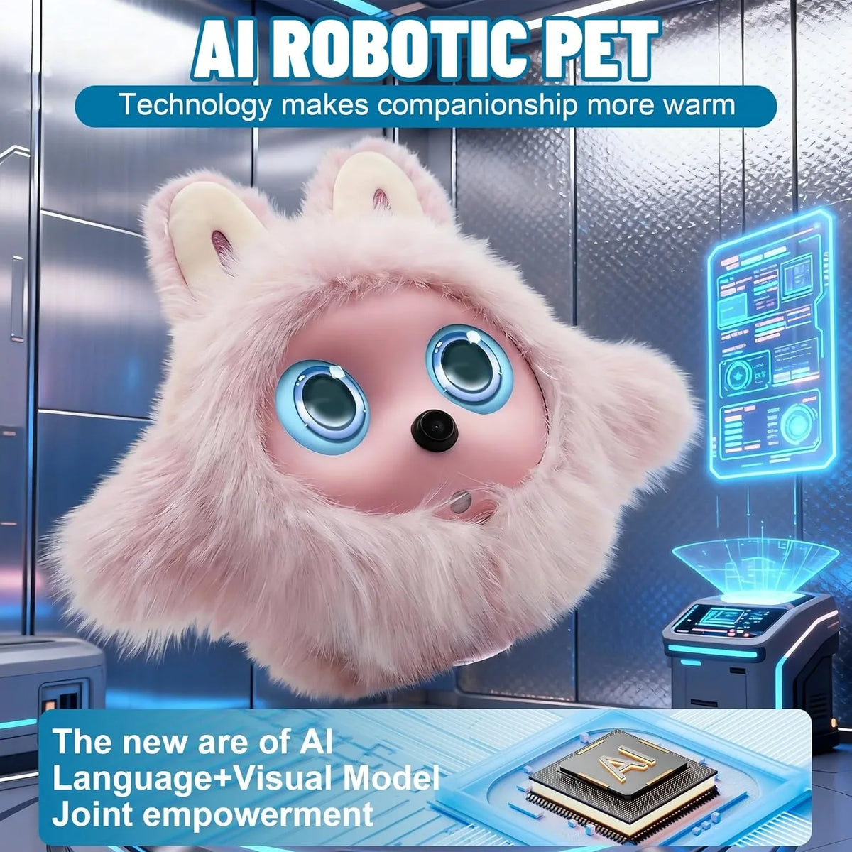 AI Smart Robotic Pet, Cute Emotional Companion Robot Voice Conversation, Touch Sensing, LCD Screen Chatgpt Deepseek AI Model