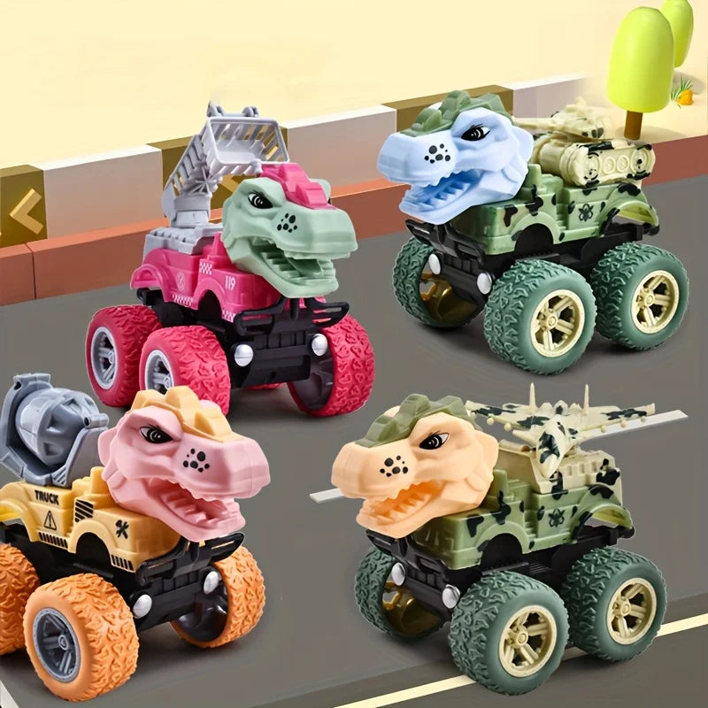 Creative Dinosaur Power Inertia Toy Car Toy Set [Minor Defects, Scratches; Product Styles, Stripes, Printed Styles are Random
