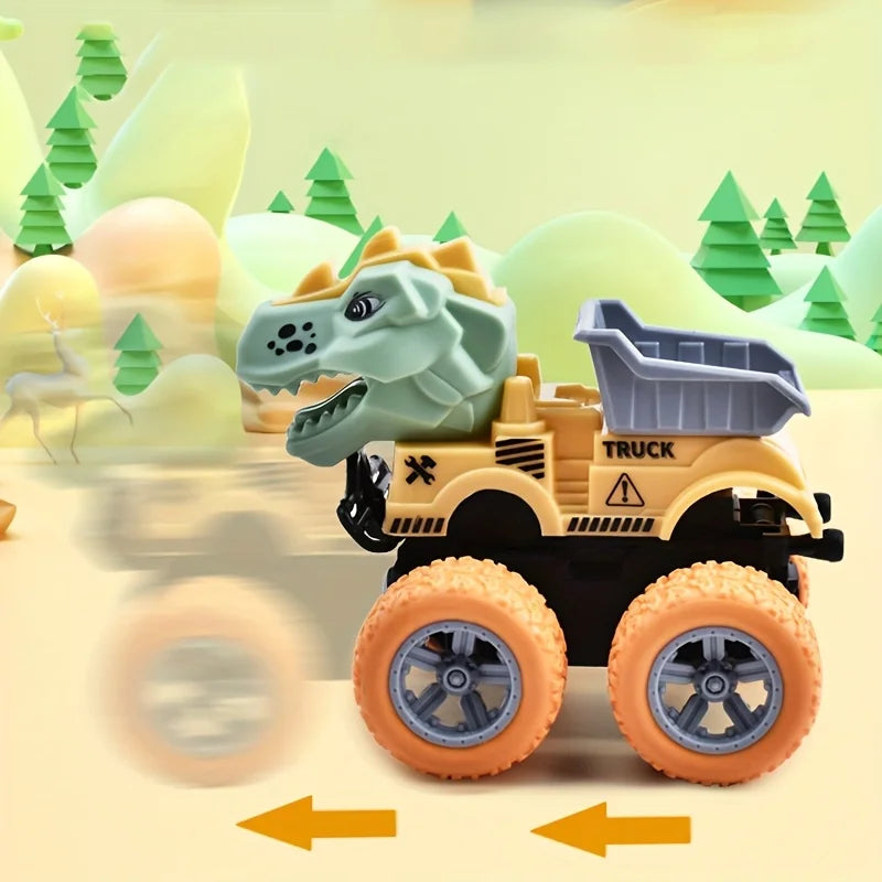 Creative Dinosaur Power Inertia Toy Car Toy Set [Minor Defects, Scratches; Product Styles, Stripes, Printed Styles are Random