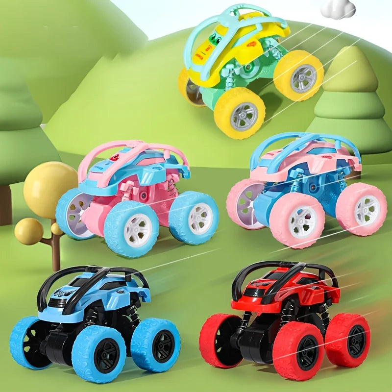 Inertia Driven Four-Wheel Drive Stunt Car Toy Rolling Vehicle for Kids Suitable for Halloween Christmas Thanksgiving Gifts