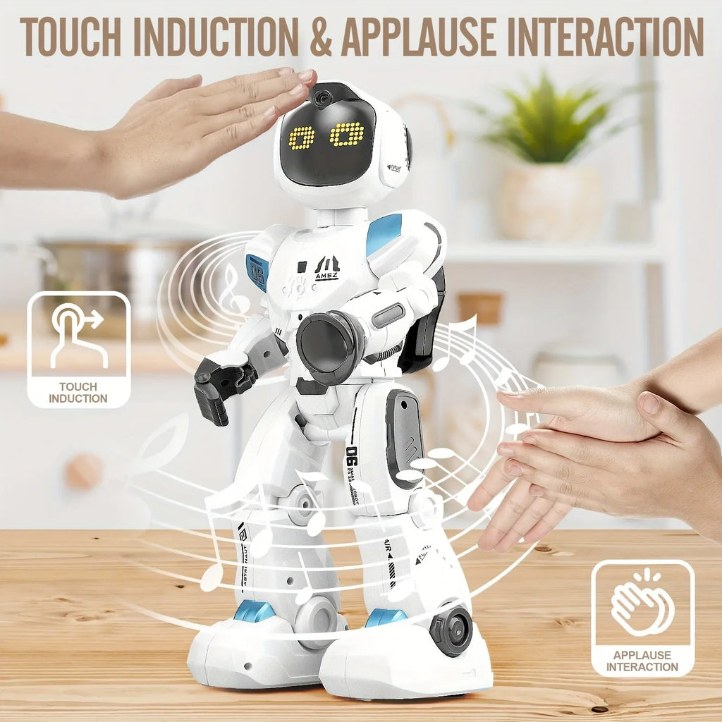 Large Robot with Smart Emo Gesture Sensing Programmable Interactive Robot Touch Sense with LED Eye Express for Kids Gift