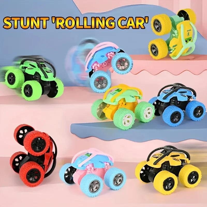 Inertia Driven Four-Wheel Drive Stunt Car Toy Rolling Vehicle for Kids Suitable for Halloween Christmas Thanksgiving Gifts